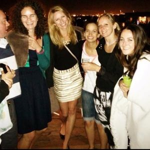 JCrew Mini Skirt Gold Black and cream striped